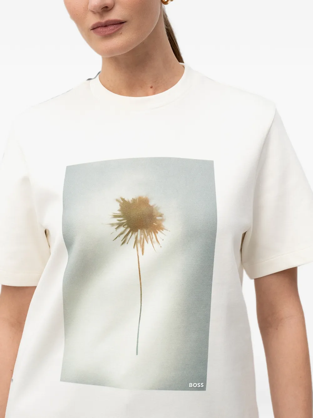 BOSS T-shirt met grafische print Beige