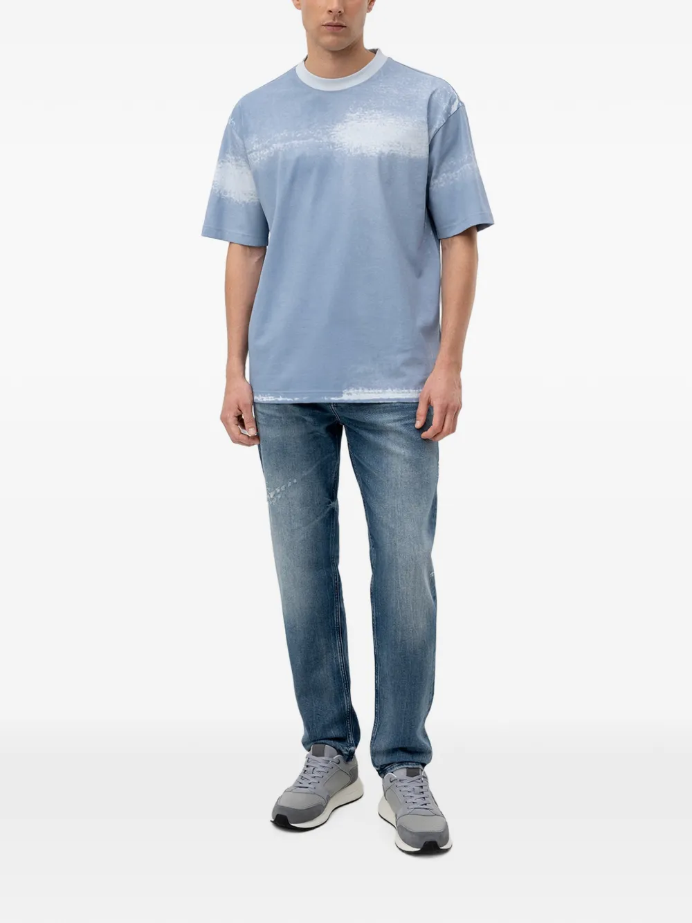 BOSS Gerafelde jeans met vervaagd effect Blauw