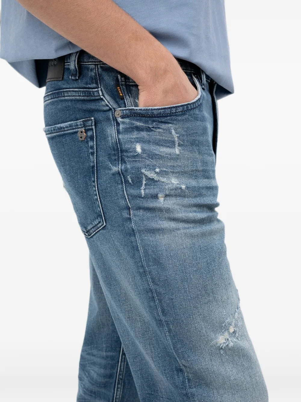 BOSS Gerafelde jeans met vervaagd effect Blauw