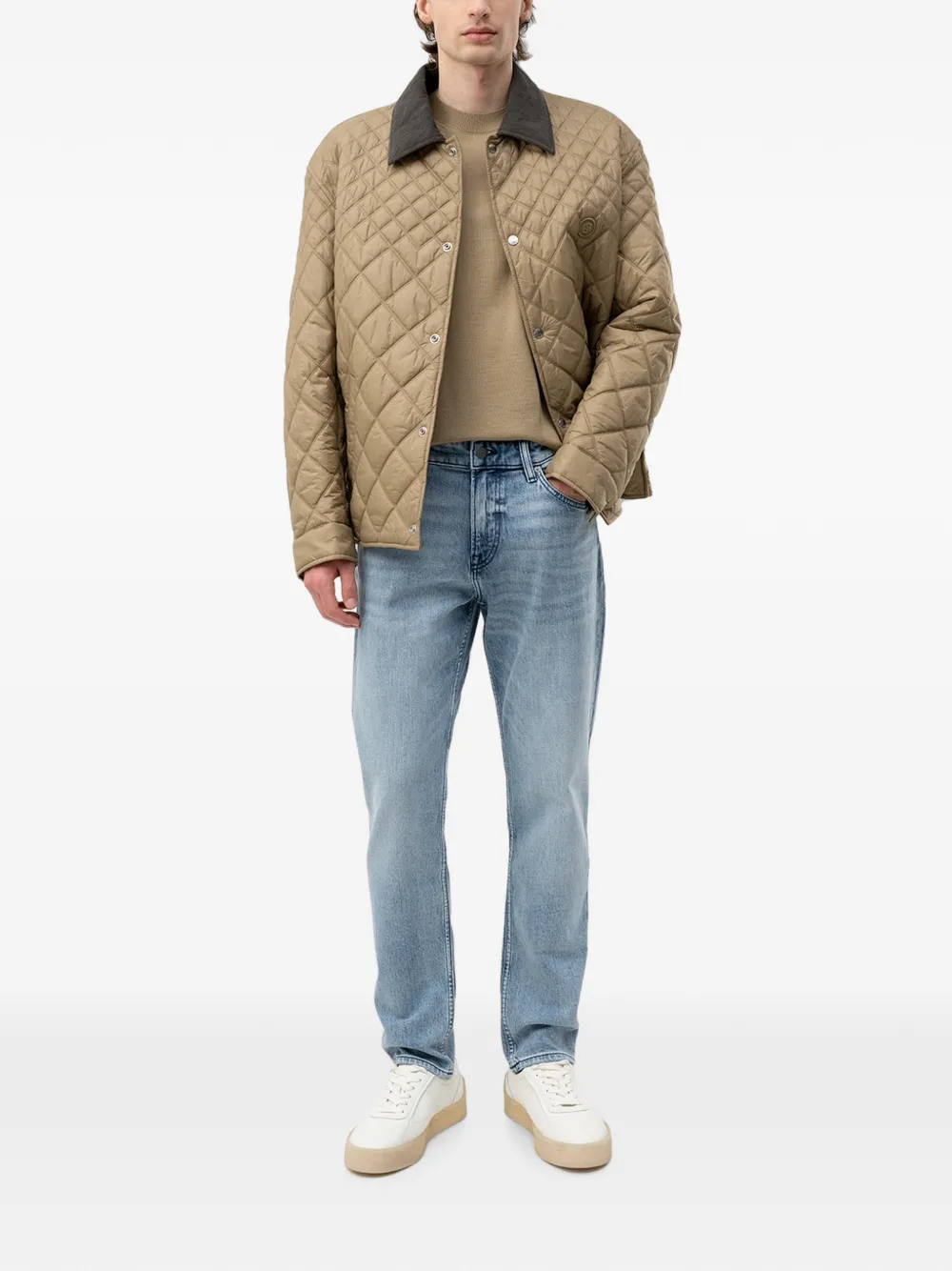 BOSS Jack met logopatch en gewatteerde afwerking Beige