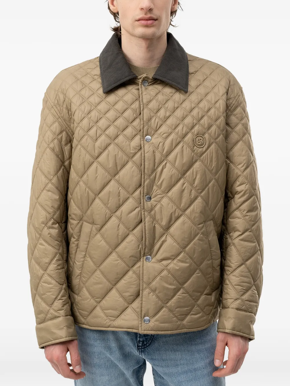 BOSS Jack met logopatch en gewatteerde afwerking Beige