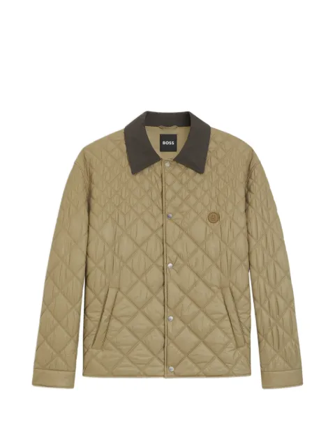 BOSS quilted-finish logo-patch jacket