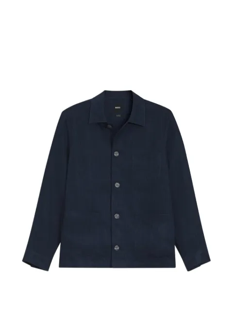 BOSS button-up patch-pocket jacket