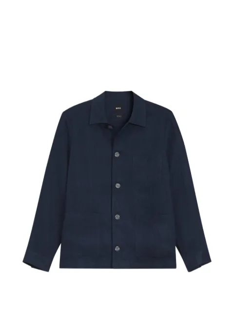 BOSS button-up patch-pocket jacket