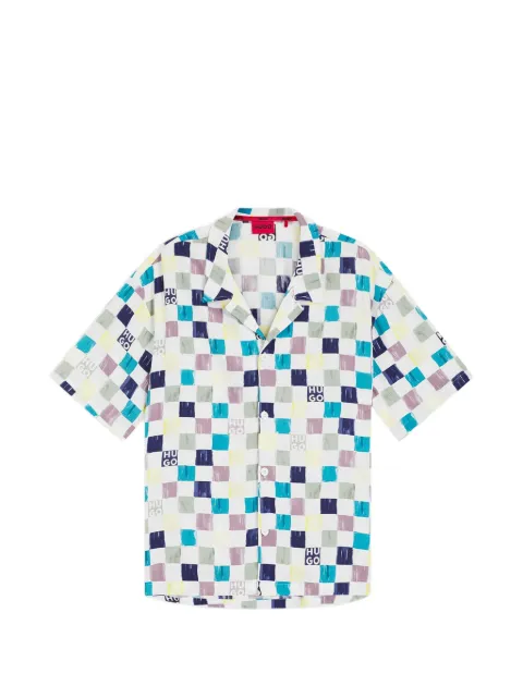 HUGO check-print logo-print short sleeved shirt