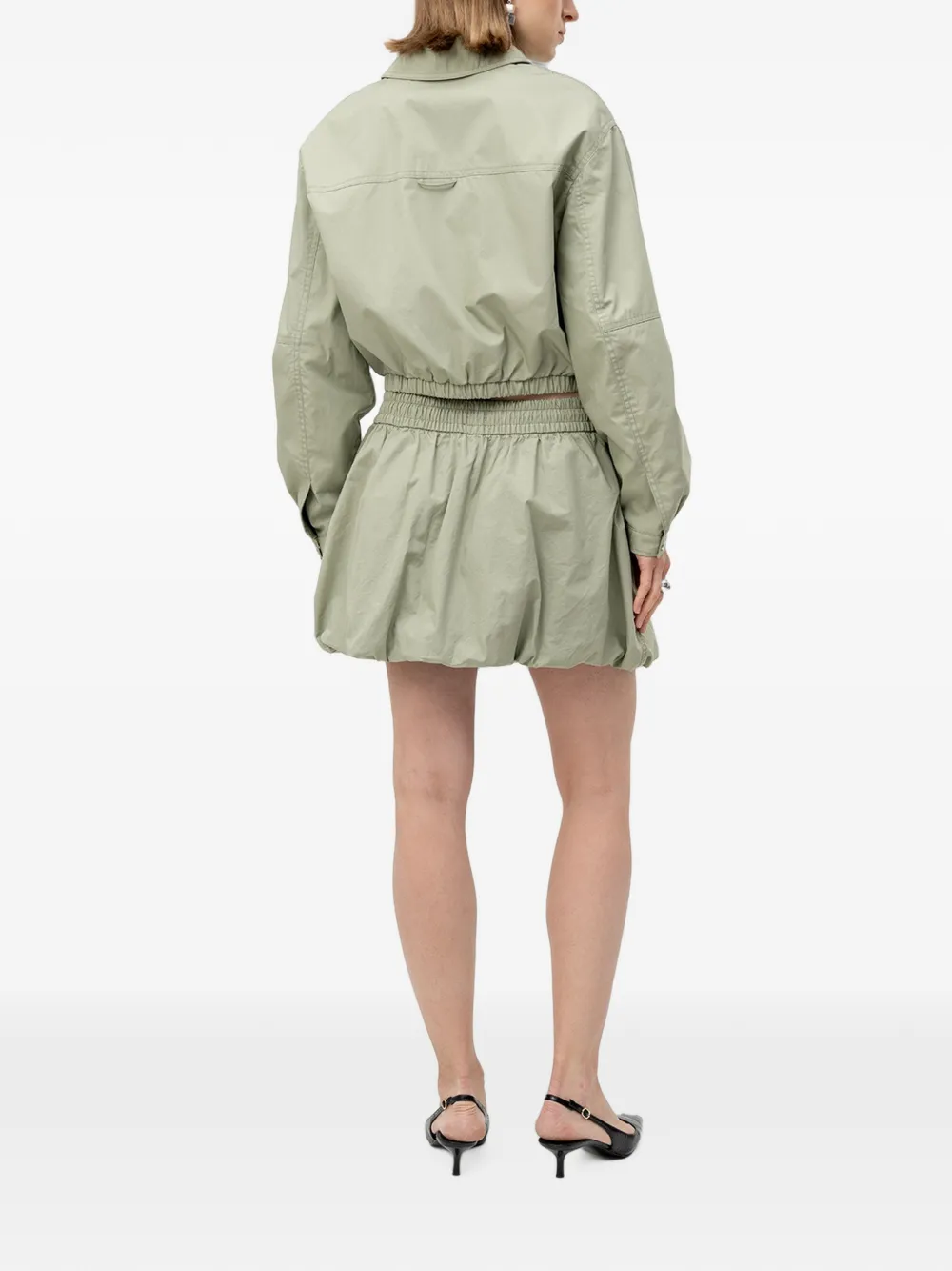  Hugo Mini Drawstring Bubble-hem Skirt - Verde 