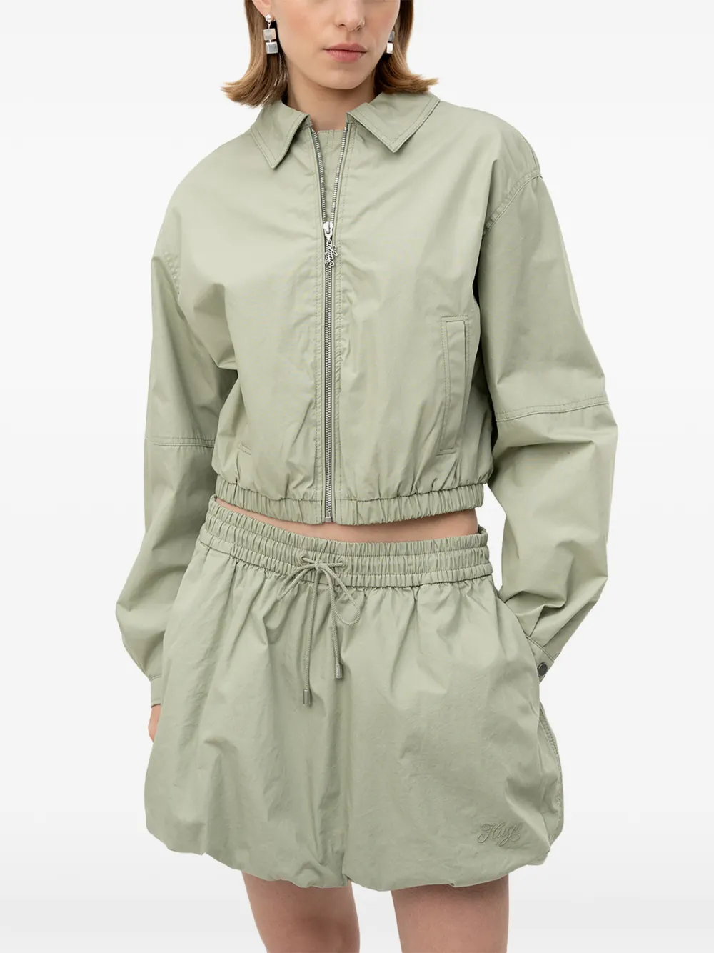 HUGO mini drawstring bubble-hem skirt - Verde