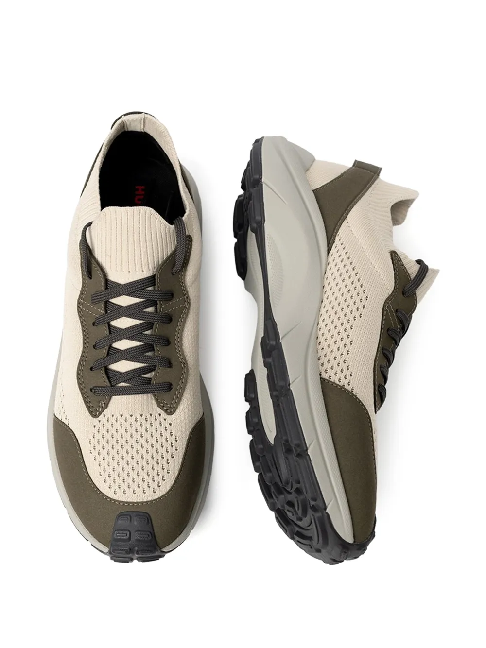 HUGO Sneakers met mesh vlakken Beige