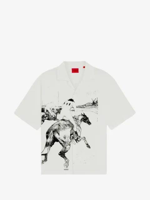 HUGO graphic-print camp-collar shirt