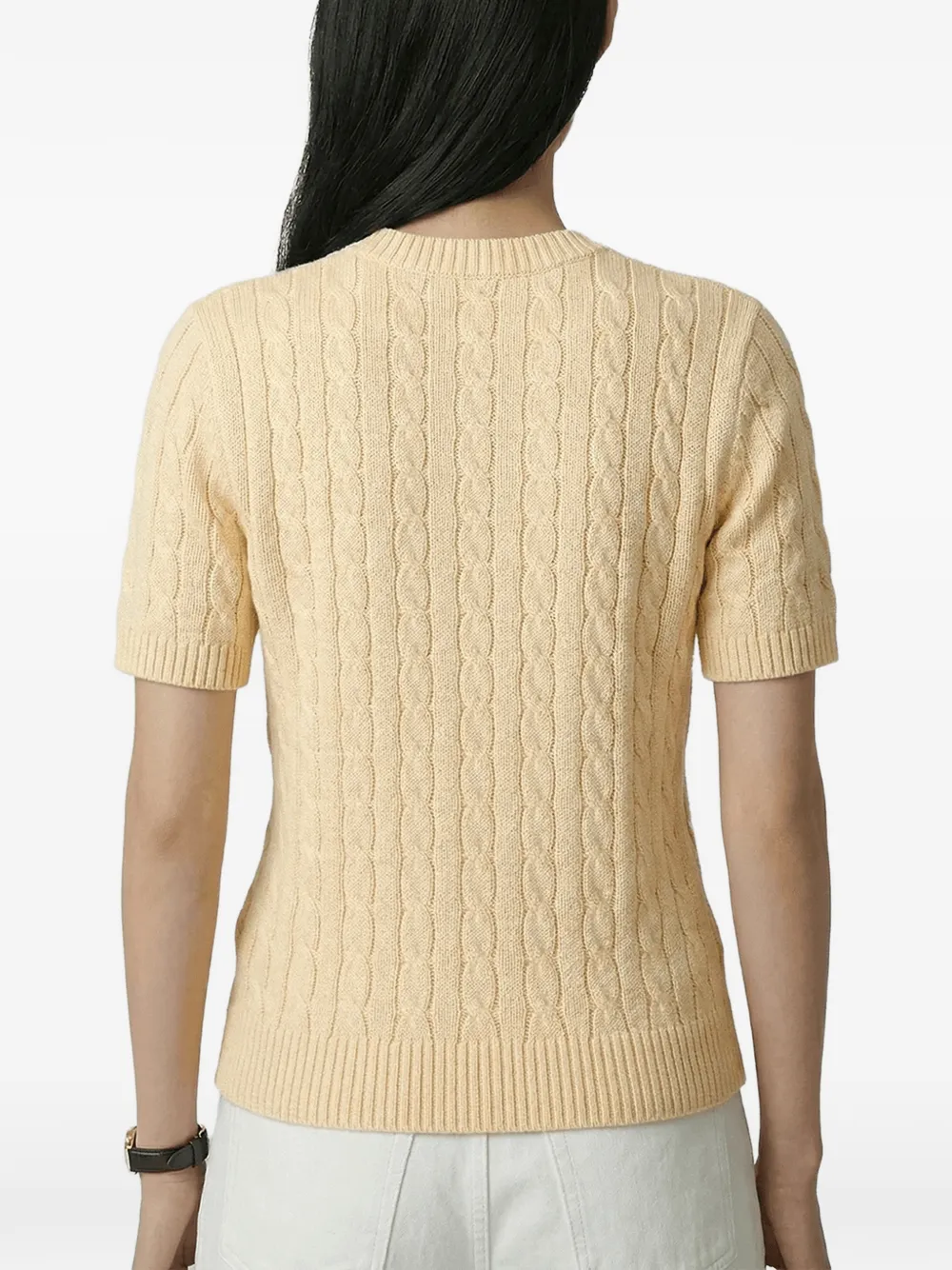 Sporty & Rich Kabelgebreid T-shirt met geborduurd logo Geel