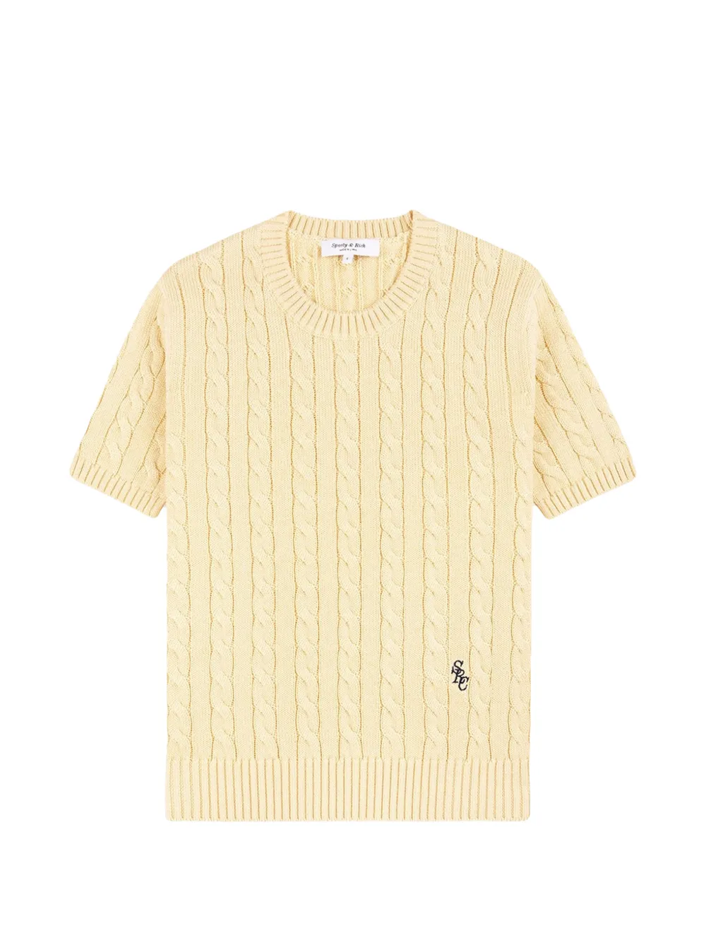 Sporty & Rich cable-knit embroidered-logo T-shirt - Gelb