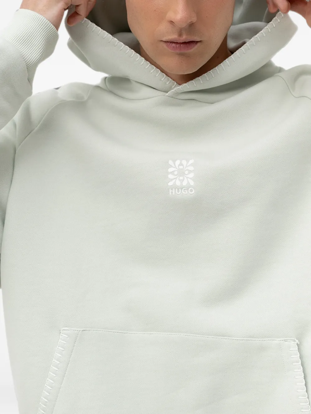 HUGO Hoodie met geborduurd logo en stiksel Groen