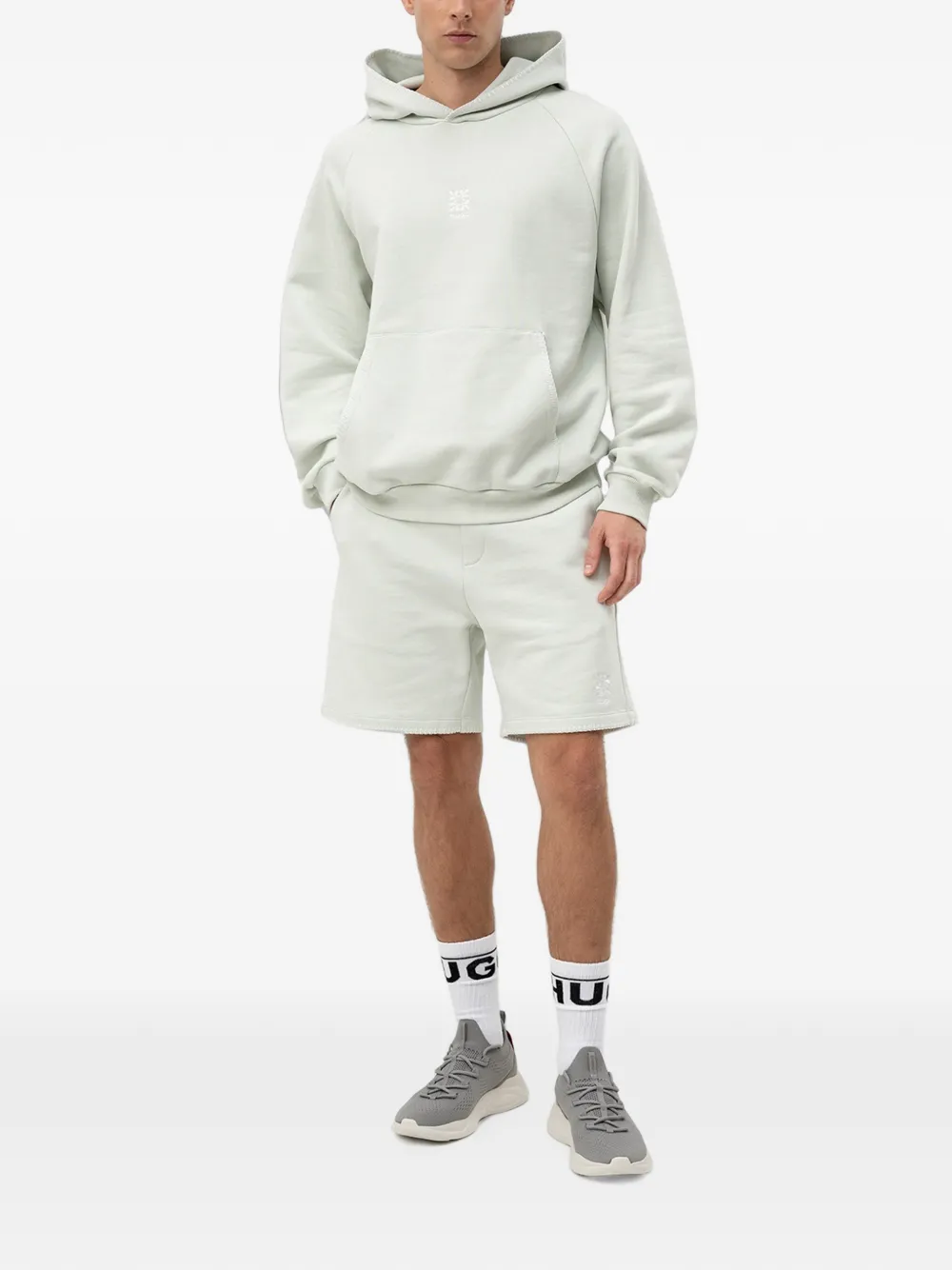 HUGO Hoodie met geborduurd logo en stiksel Groen