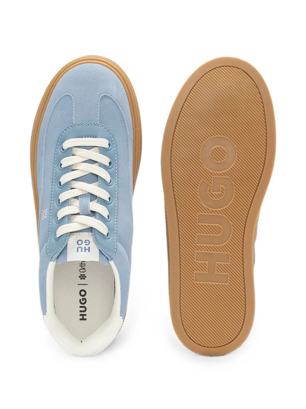 HUGO logo-print lace-up sneakers Blauw