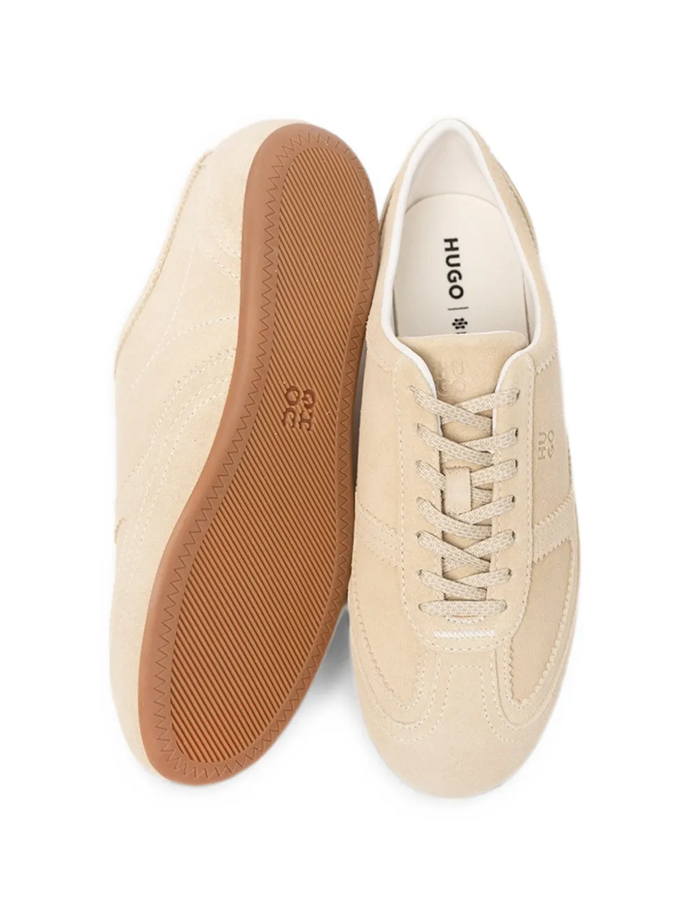 HUGO suede-finish lace-up sneakers Beige
