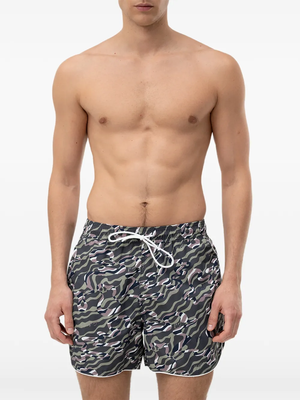 HUGO printed drawstring swim shorts - Grau