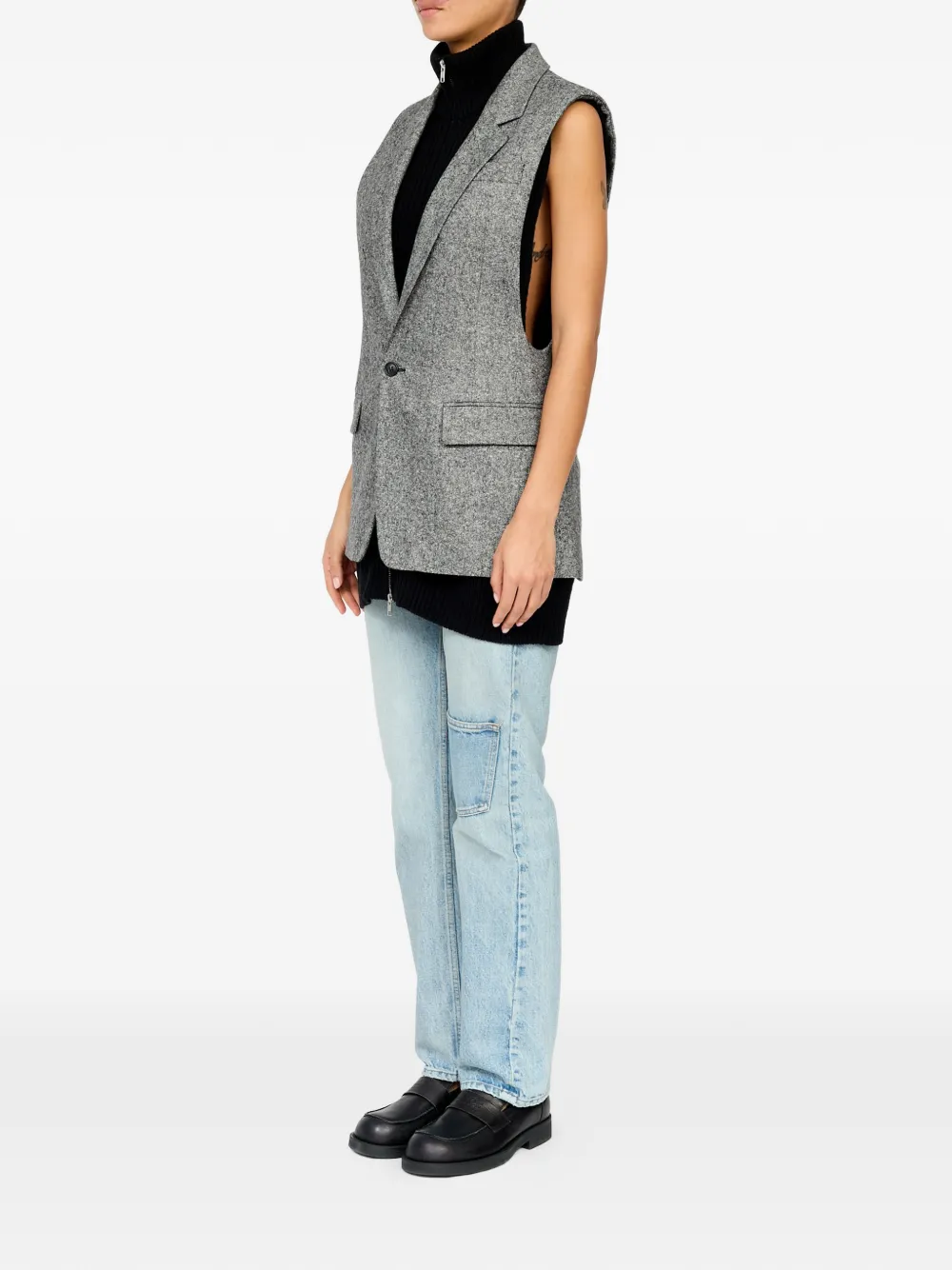 MM6 Maison Margiela Tweed gilet met stippen Grijs