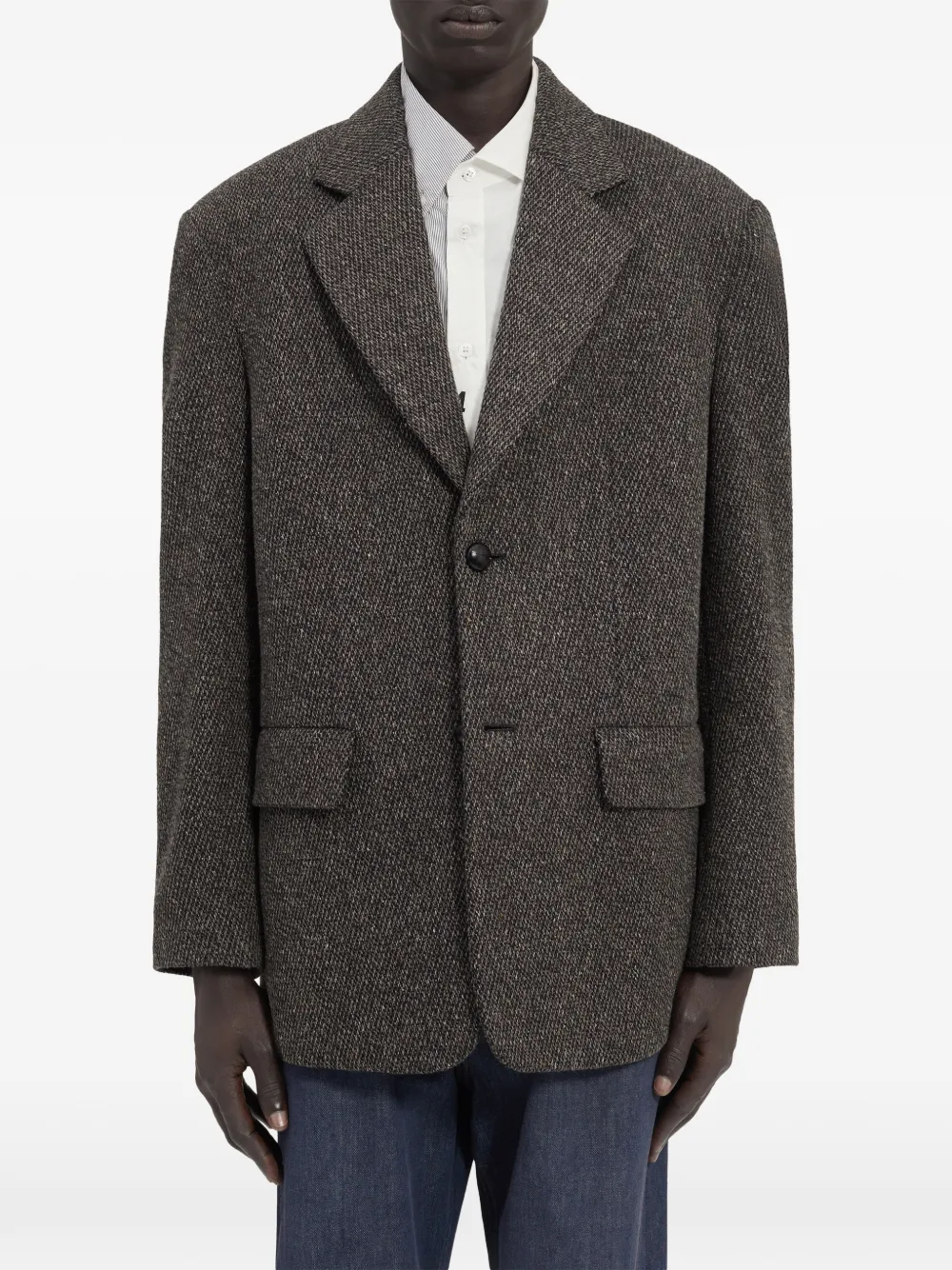 MM6 Maison Margiela Wool tweed colbert Bruin