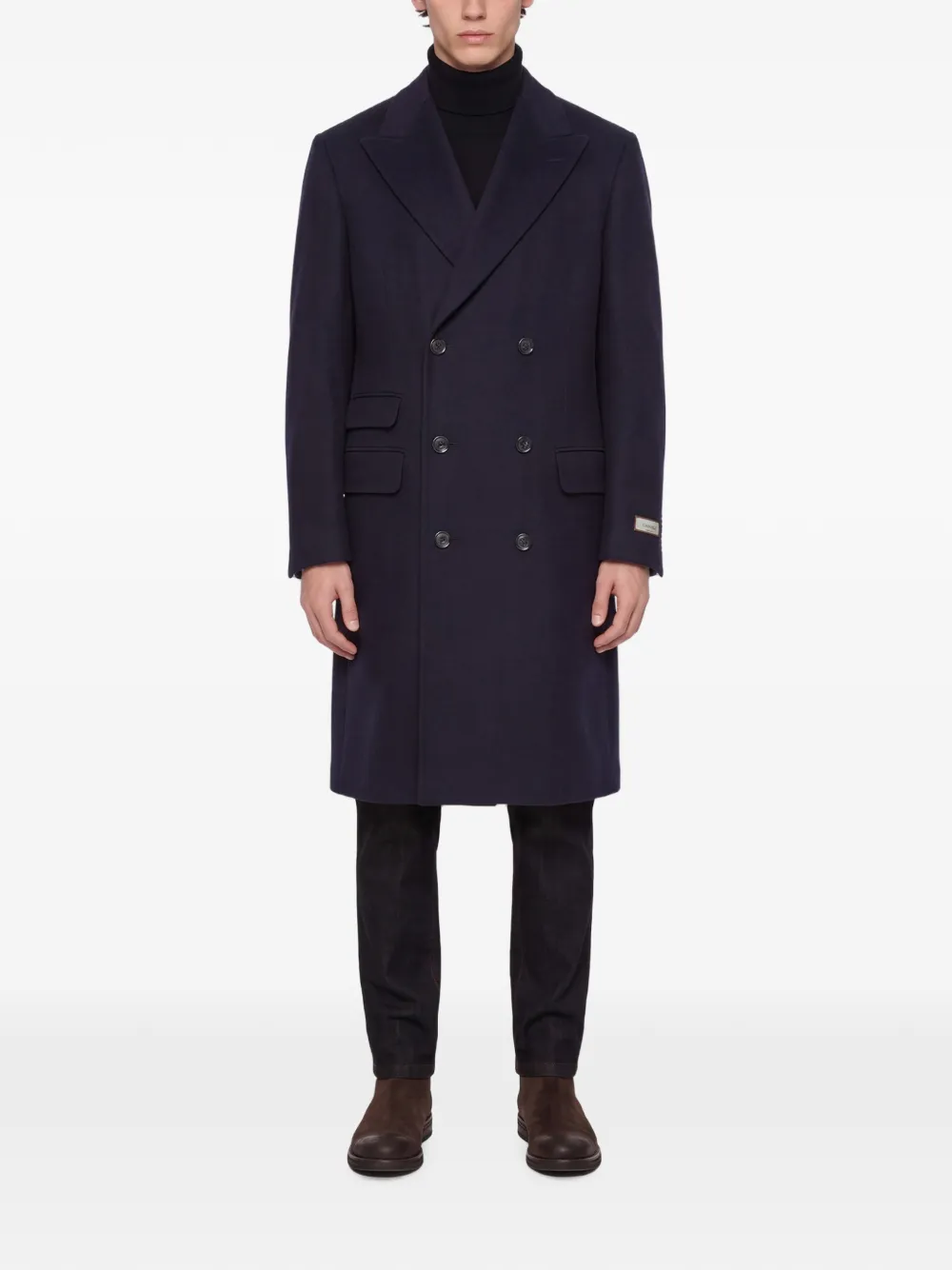 Canali Mantel met dubbele rij knopen Blauw