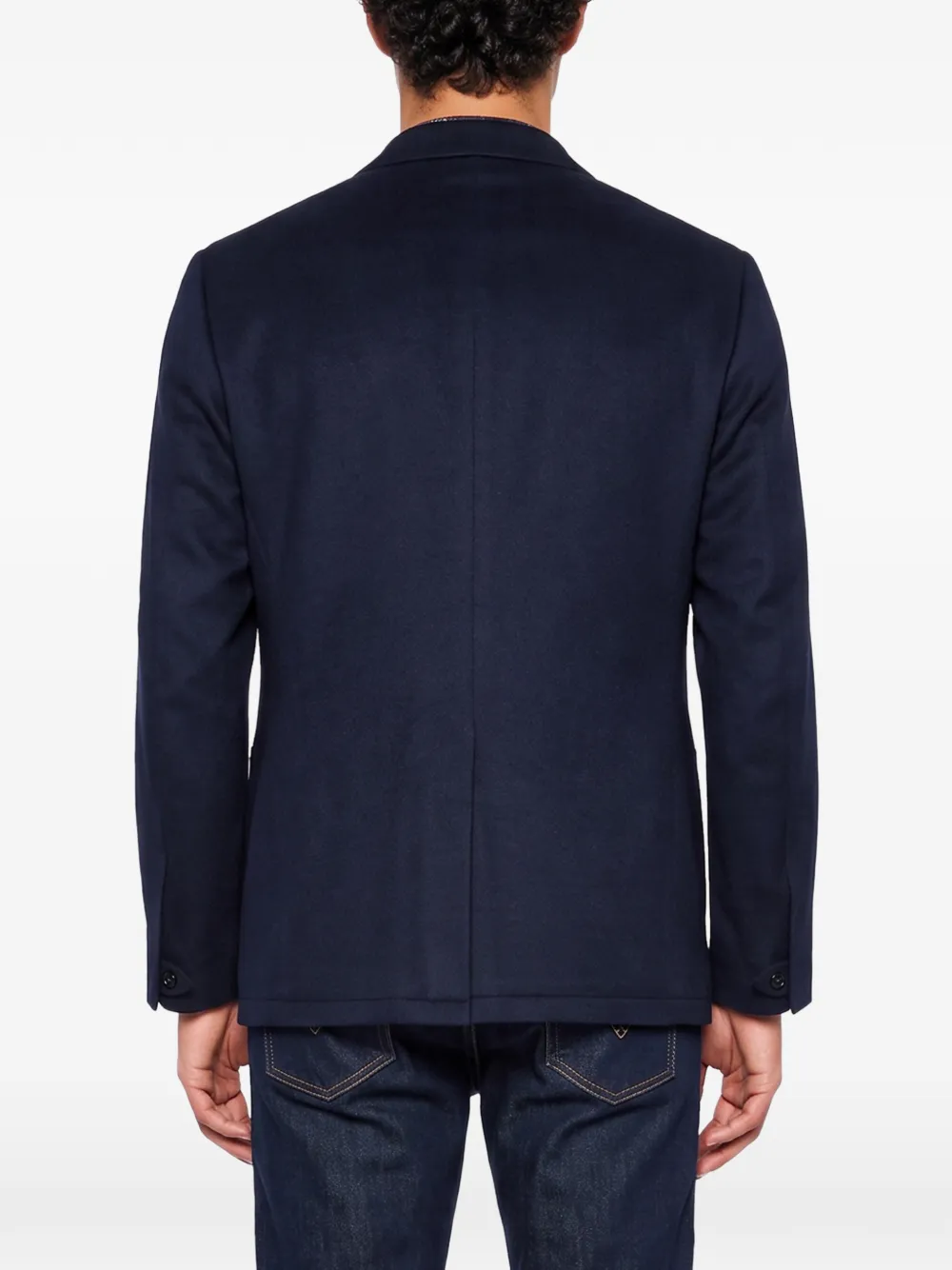 Canali high-neck patch-pocket jacket Blauw