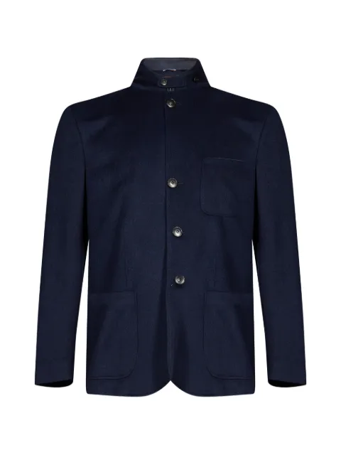 Canali high-neck patch-pocket jacket