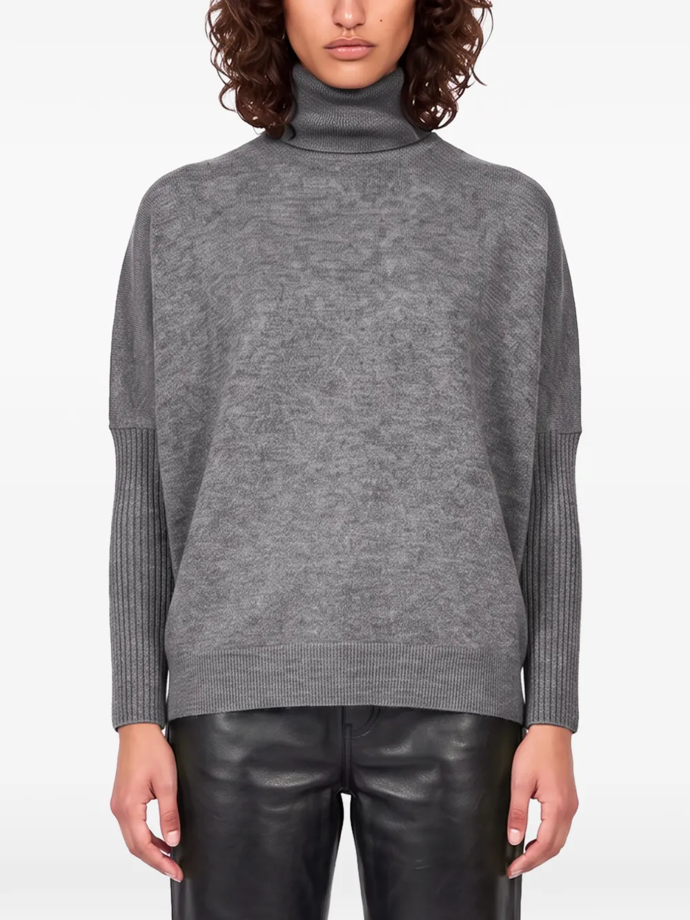 Gotha Margareth Roll-neck Ribbed-sleeve Sweater In Gray