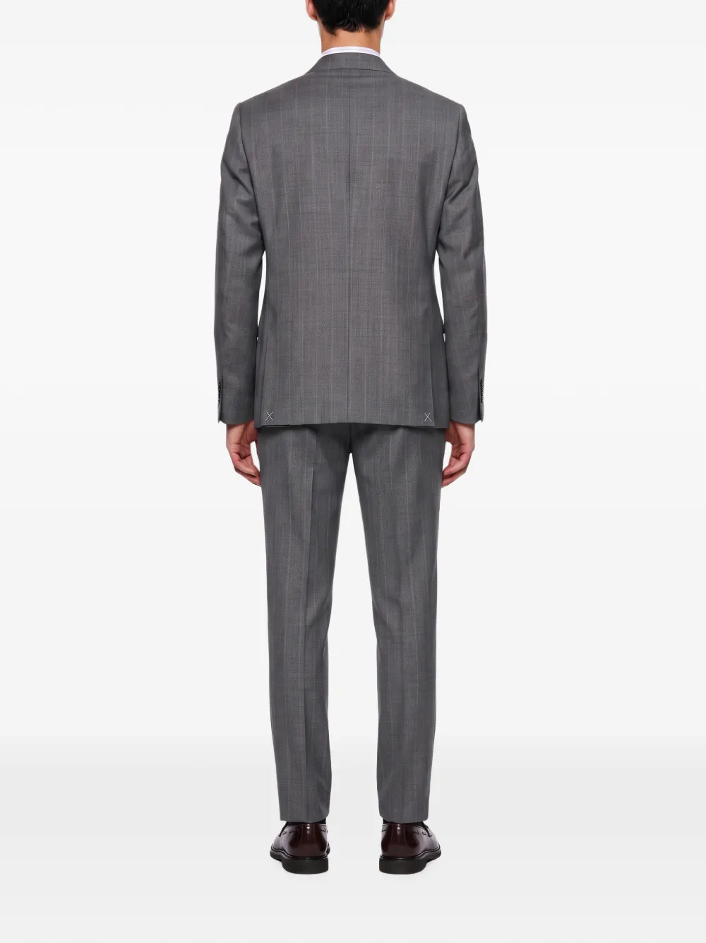 Canali check double-breasted suit Grijs