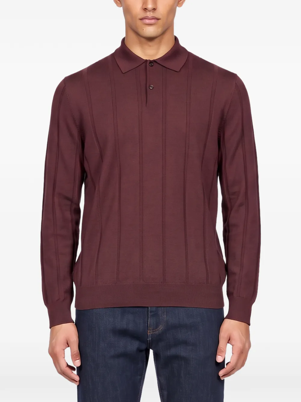 Canali ribbed-knit polo shirt Rood