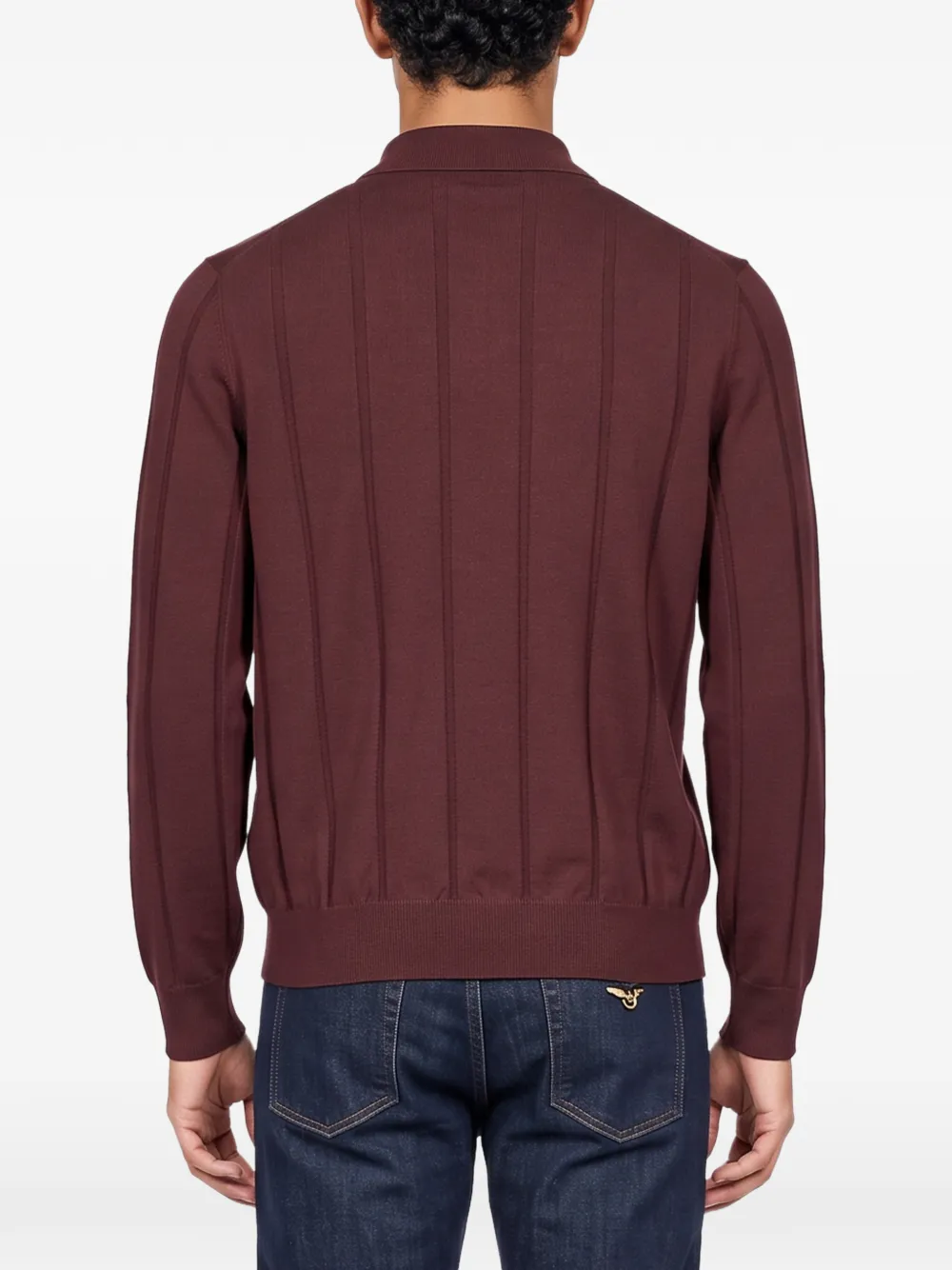 Canali ribbed-knit polo shirt Rood