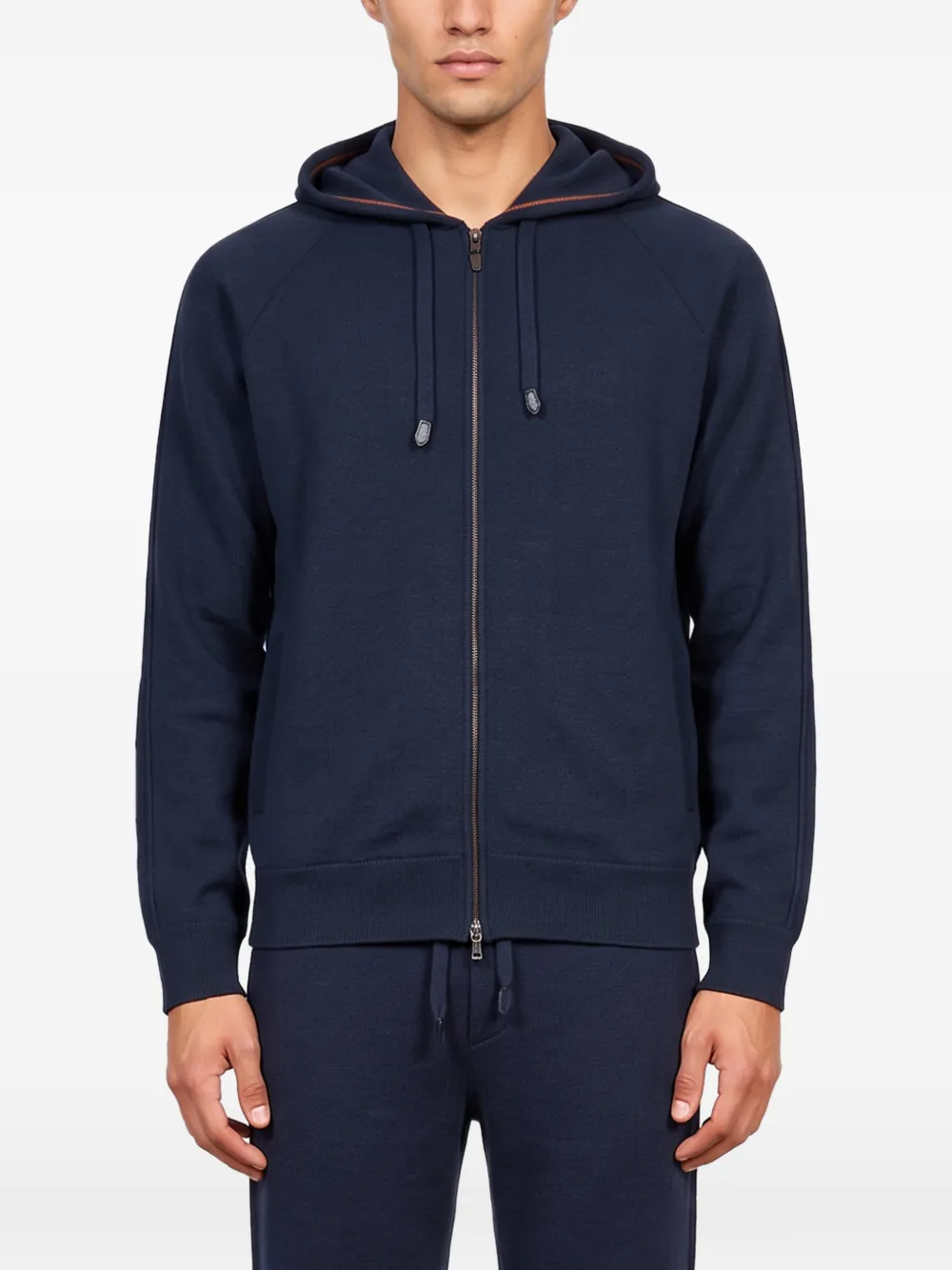 Canali zip-up raglan-sleeve hoodie Blauw