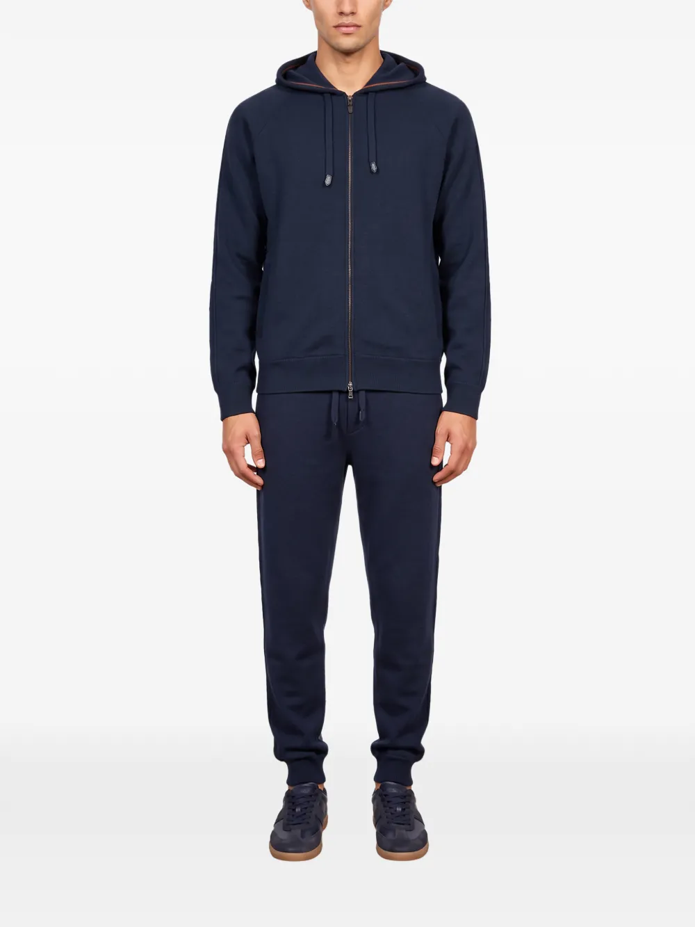 Canali zip-up raglan-sleeve hoodie Blauw