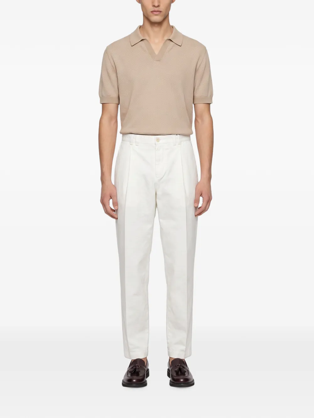 Canali pleated straight-leg trousers Wit