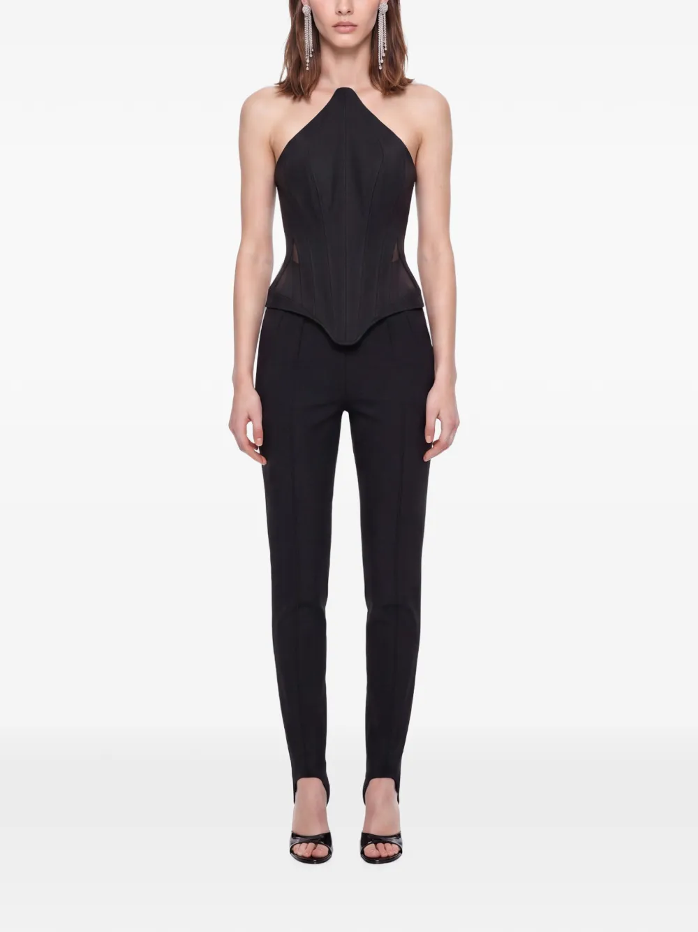 Mugler Stirrup-cuff Slim-fit Trousers in Black, view 2