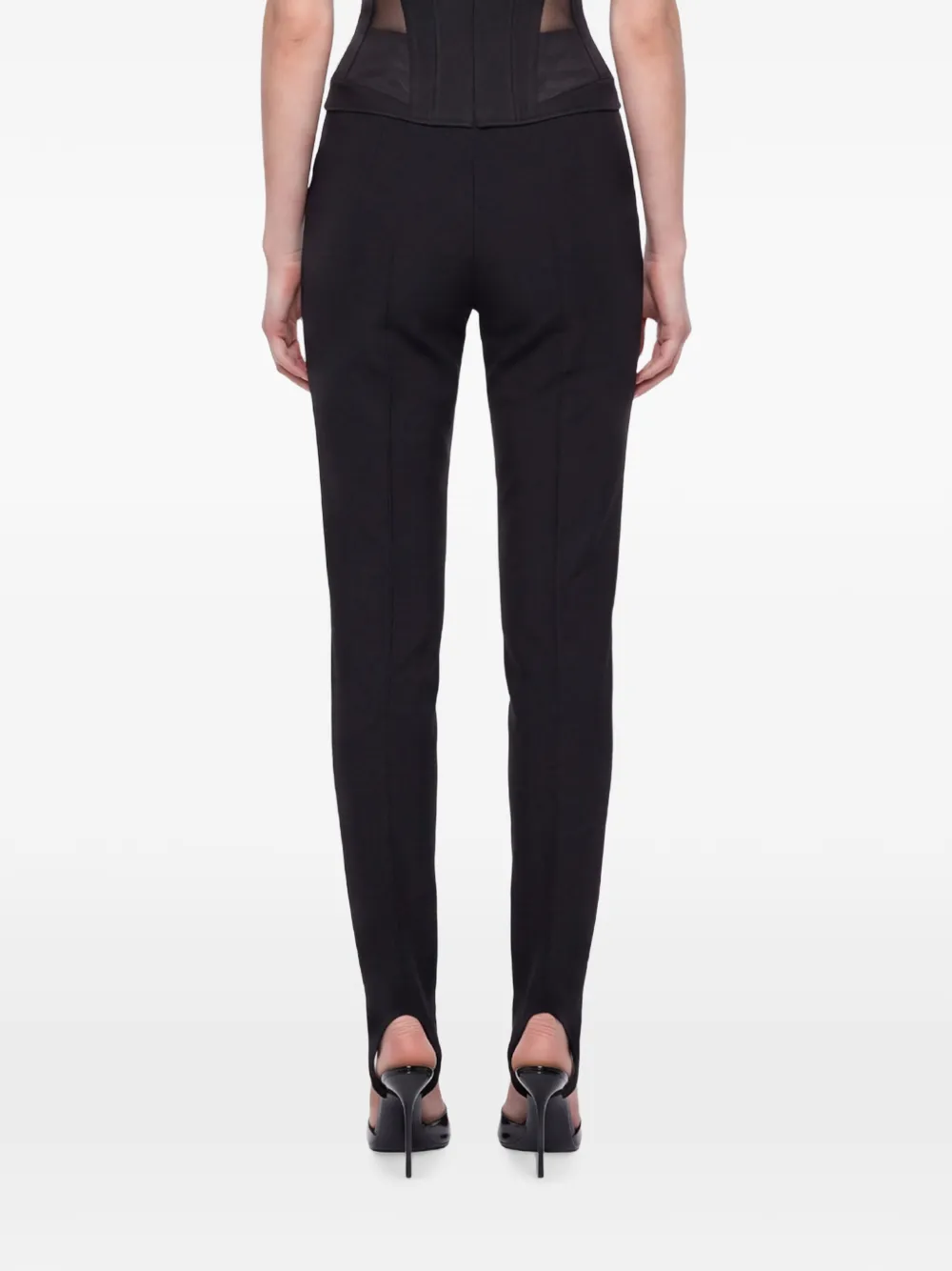 Mugler Stirrup-cuff Slim-fit Trousers in Black, view 3