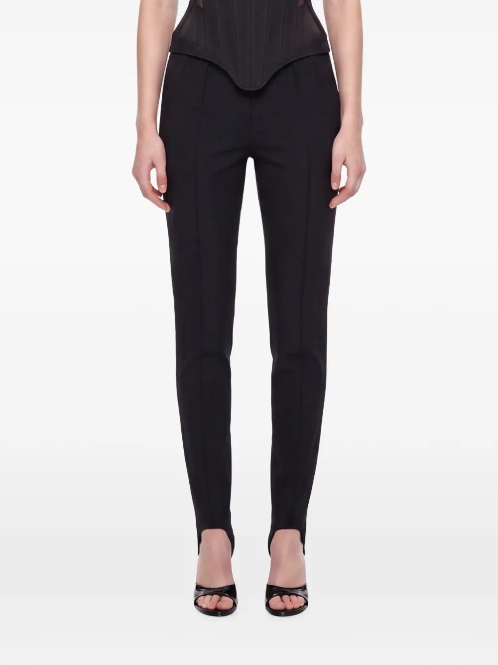 Mugler Stirrup-cuff Slim-fit Trousers In Black