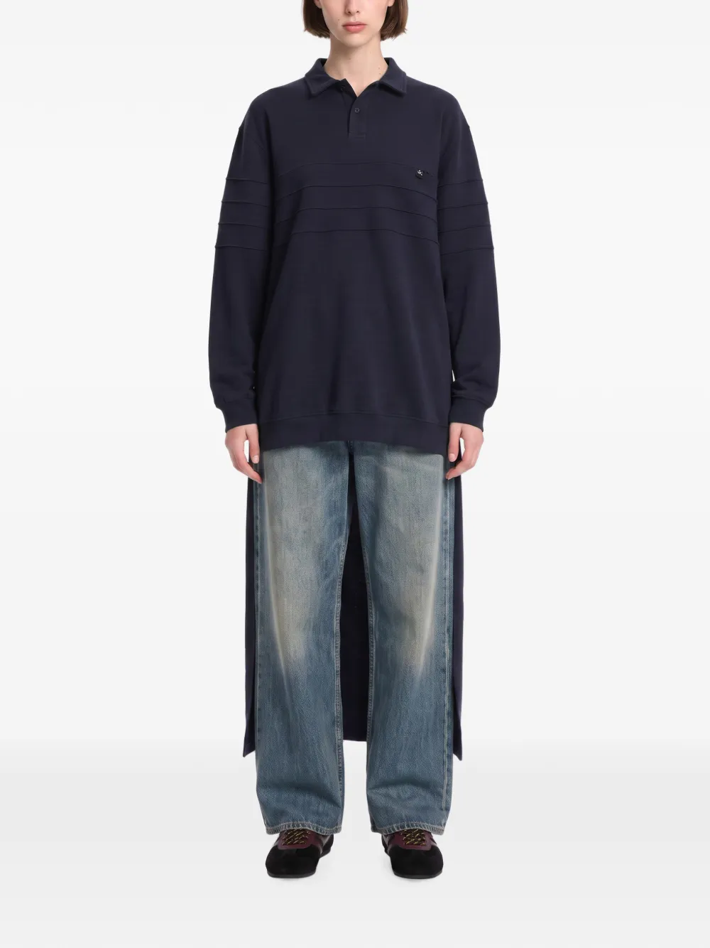 DARKPARK asymmetric-hem polo shirt Blauw