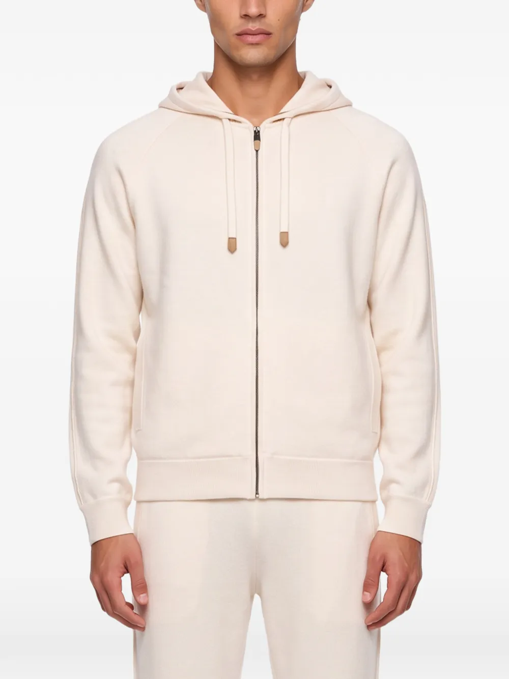 Canali zip-up raglan-sleeve hoodie Wit