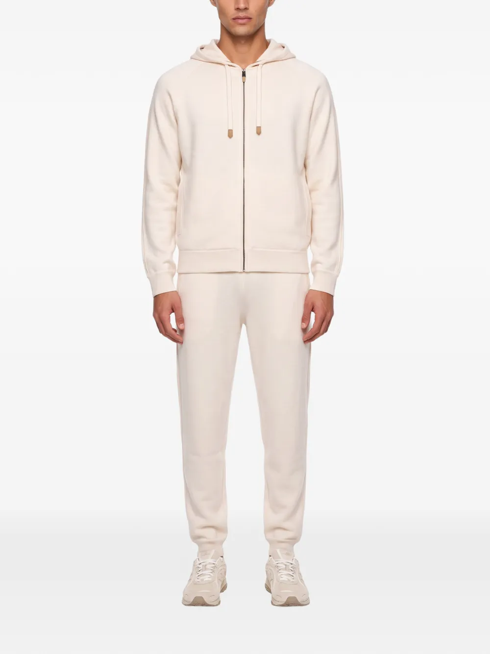 Canali zip-up raglan-sleeve hoodie Wit