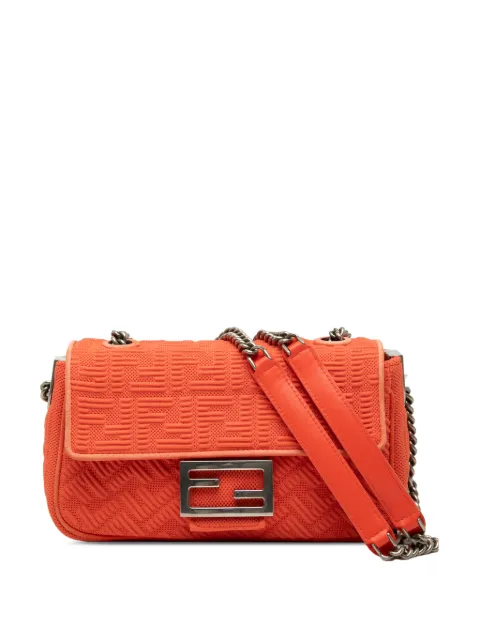 Fendi Pre-Owned 2010-2026 Zucca Embossed Technical Fabric Chain Midi Baguette shoulder bag