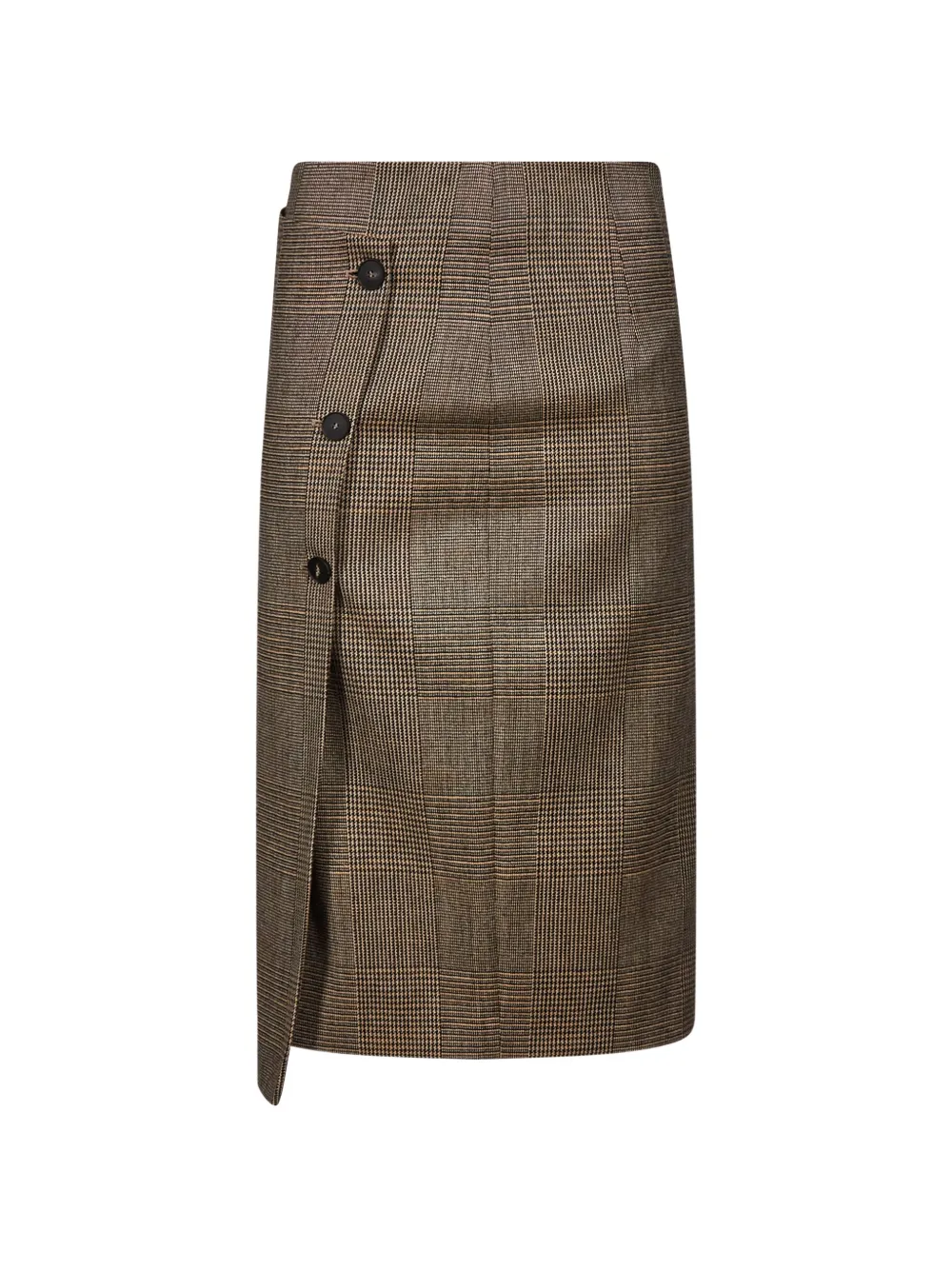 Antonelli Prince Of Wales Check Button-down Midi Skirt In Brown