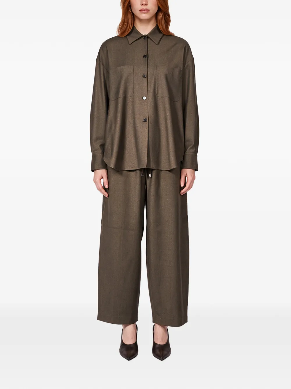 Antonelli Azalea oversized chest-pocket shirt Bruin