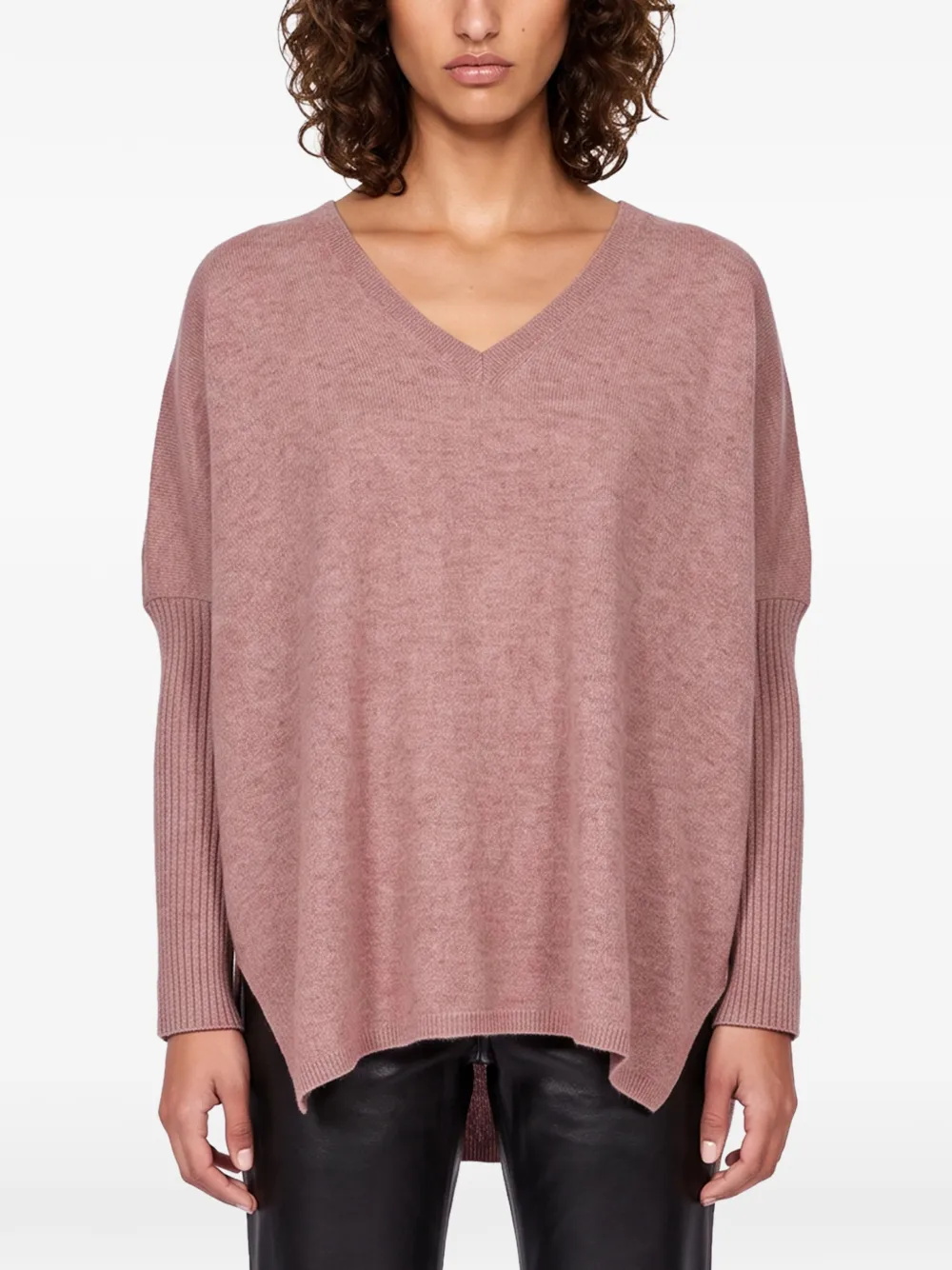 Gotha Faustine ribbed-knit V-neck sweater Roze
