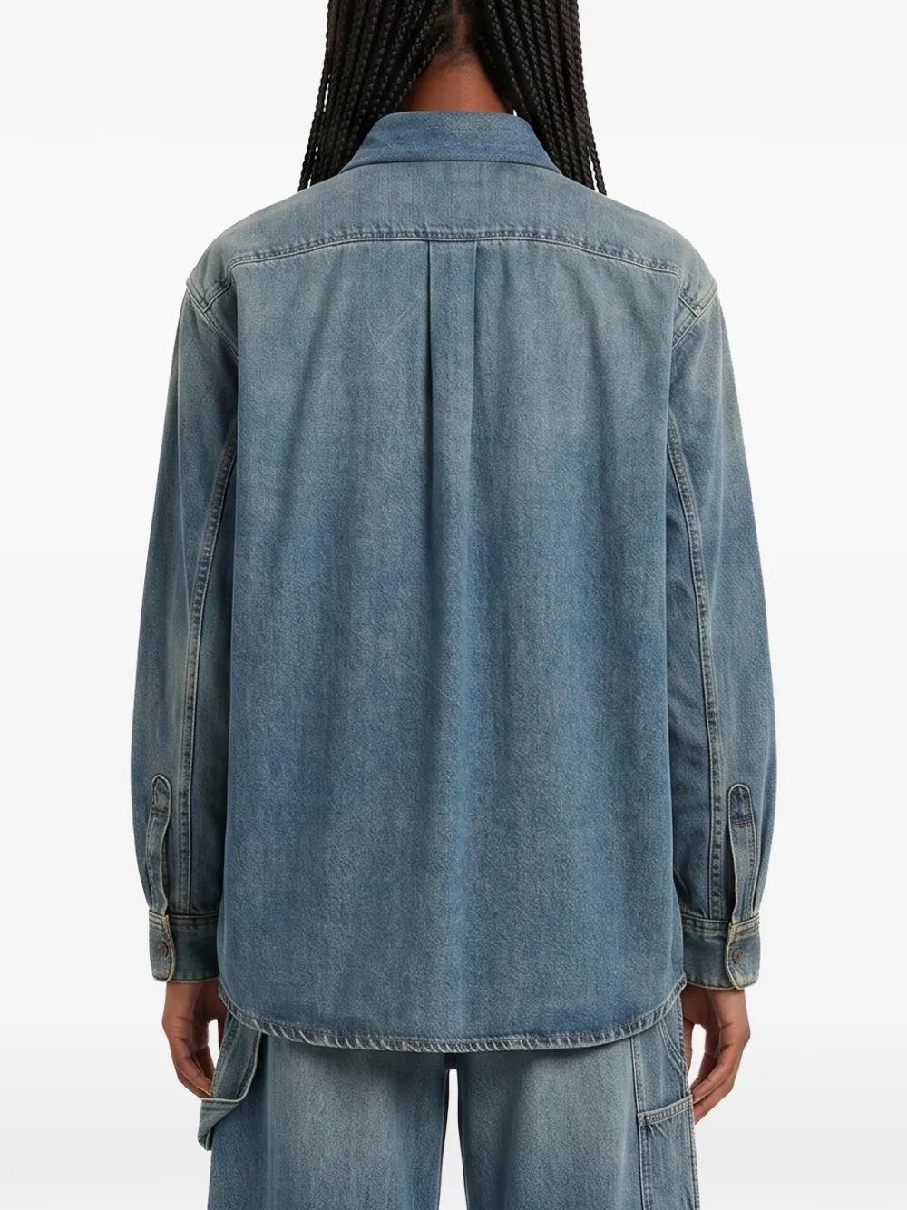 DARKPARK Denim blouse met sjaaldetail Blauw