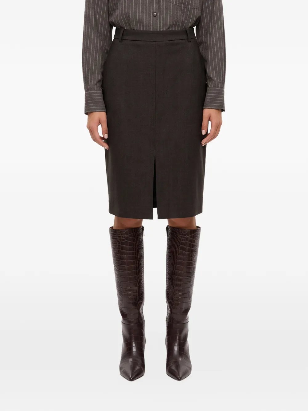 Antonelli front-slit pencil midi skirt Bruin