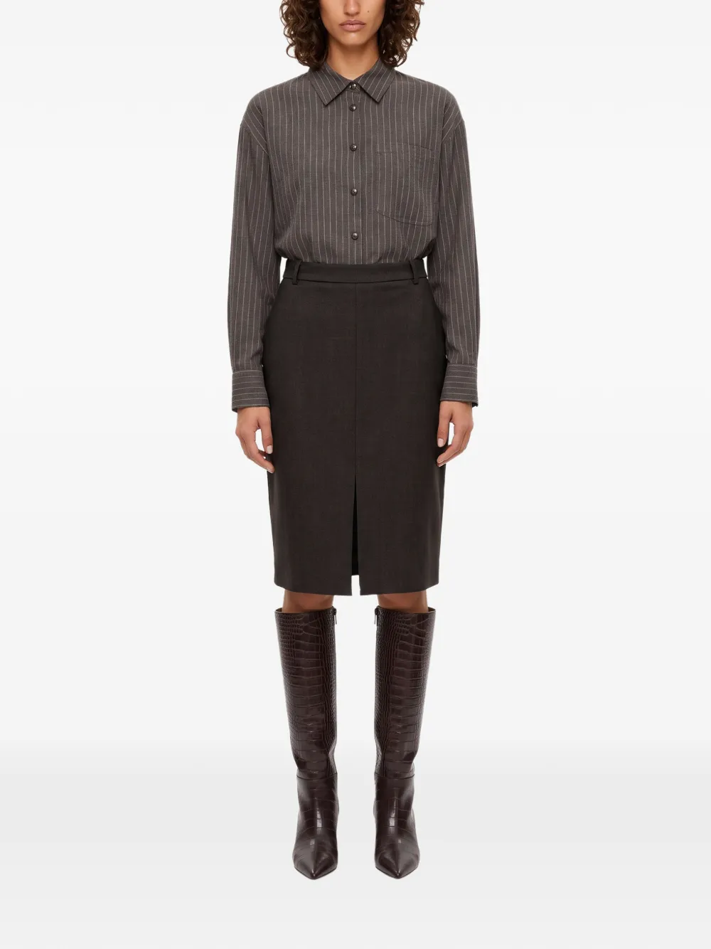 Antonelli front-slit pencil midi skirt Bruin