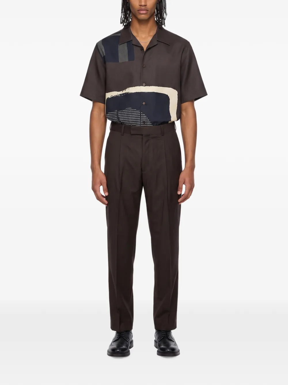 Costumein Vincent straight plooibroek Bruin