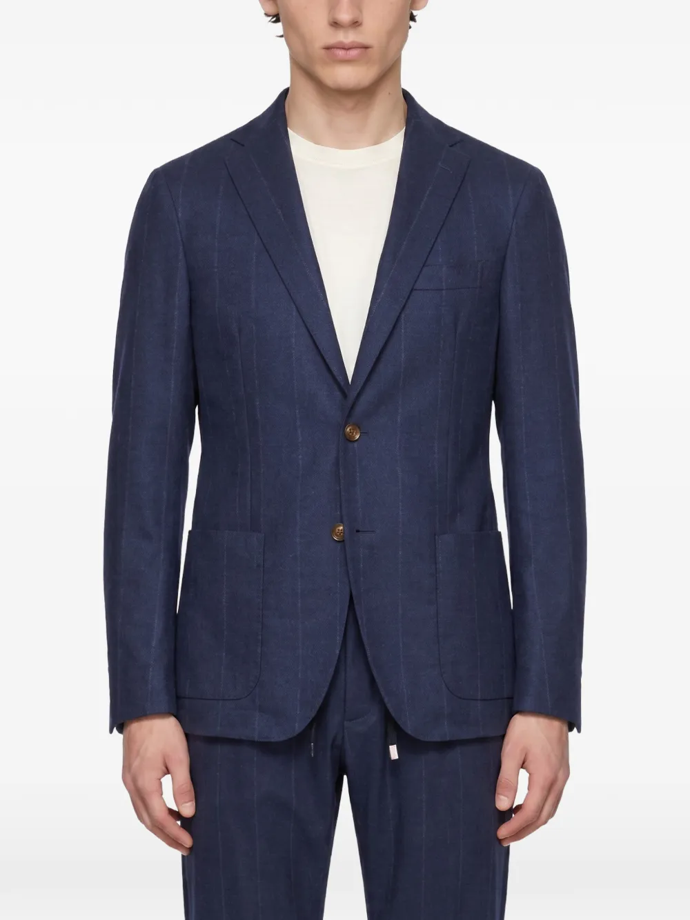 Eleventy Pak met krijtstreep Blauw