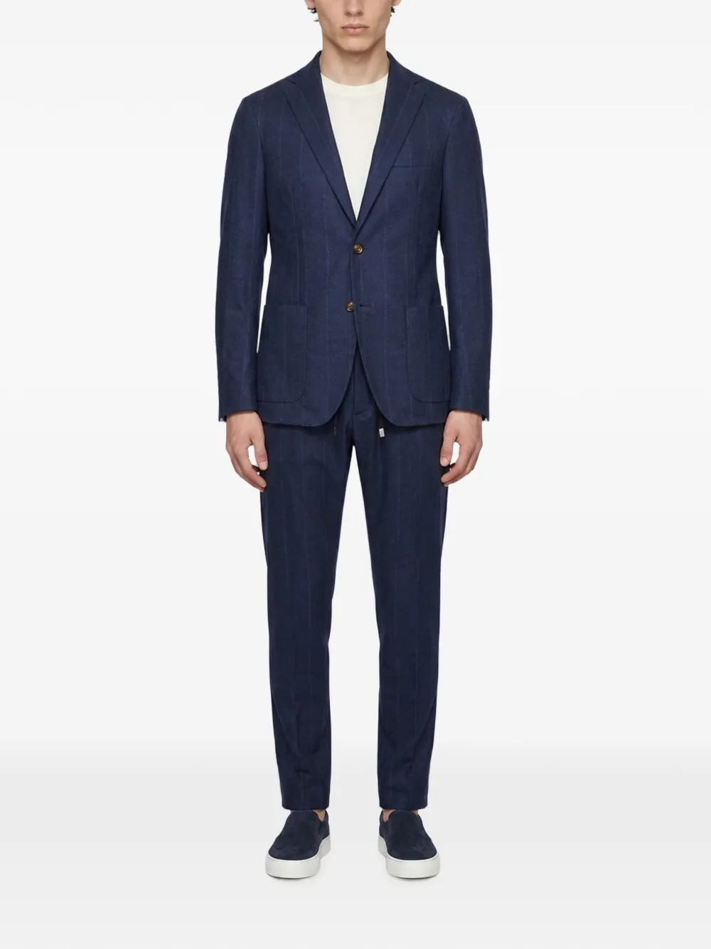 Eleventy Pak met krijtstreep Blauw
