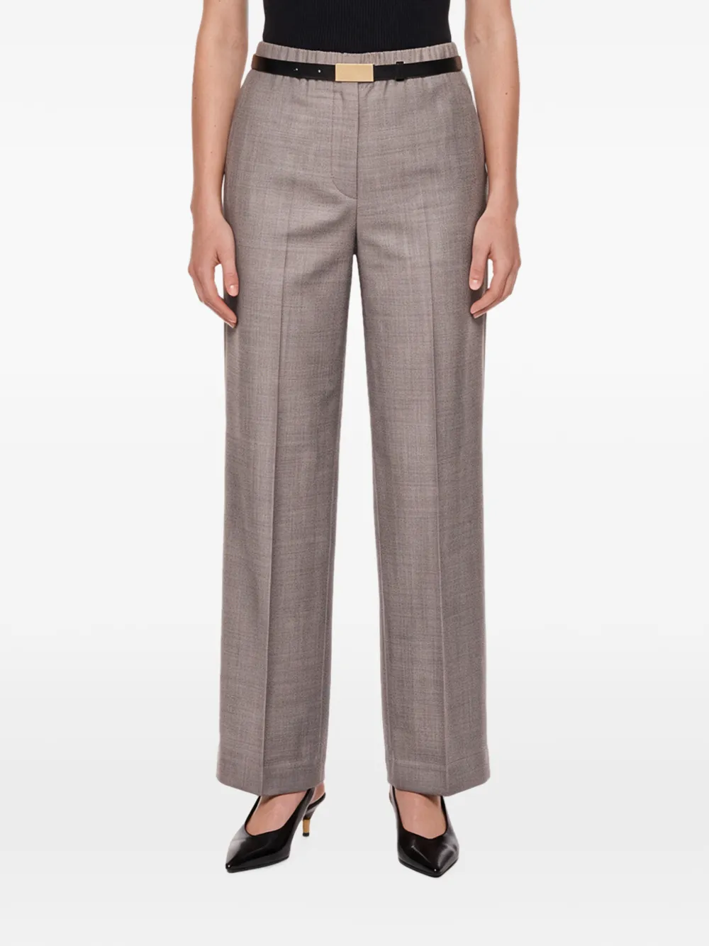 Antonelli Silvio belted pleated trousers Grijs