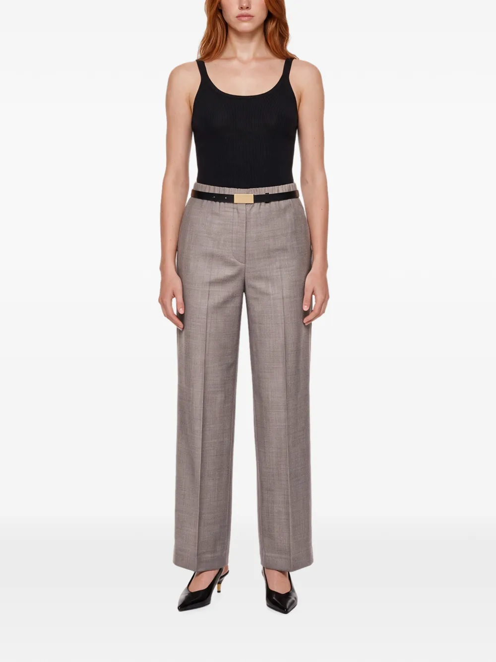 Antonelli Silvio belted pleated trousers Grijs